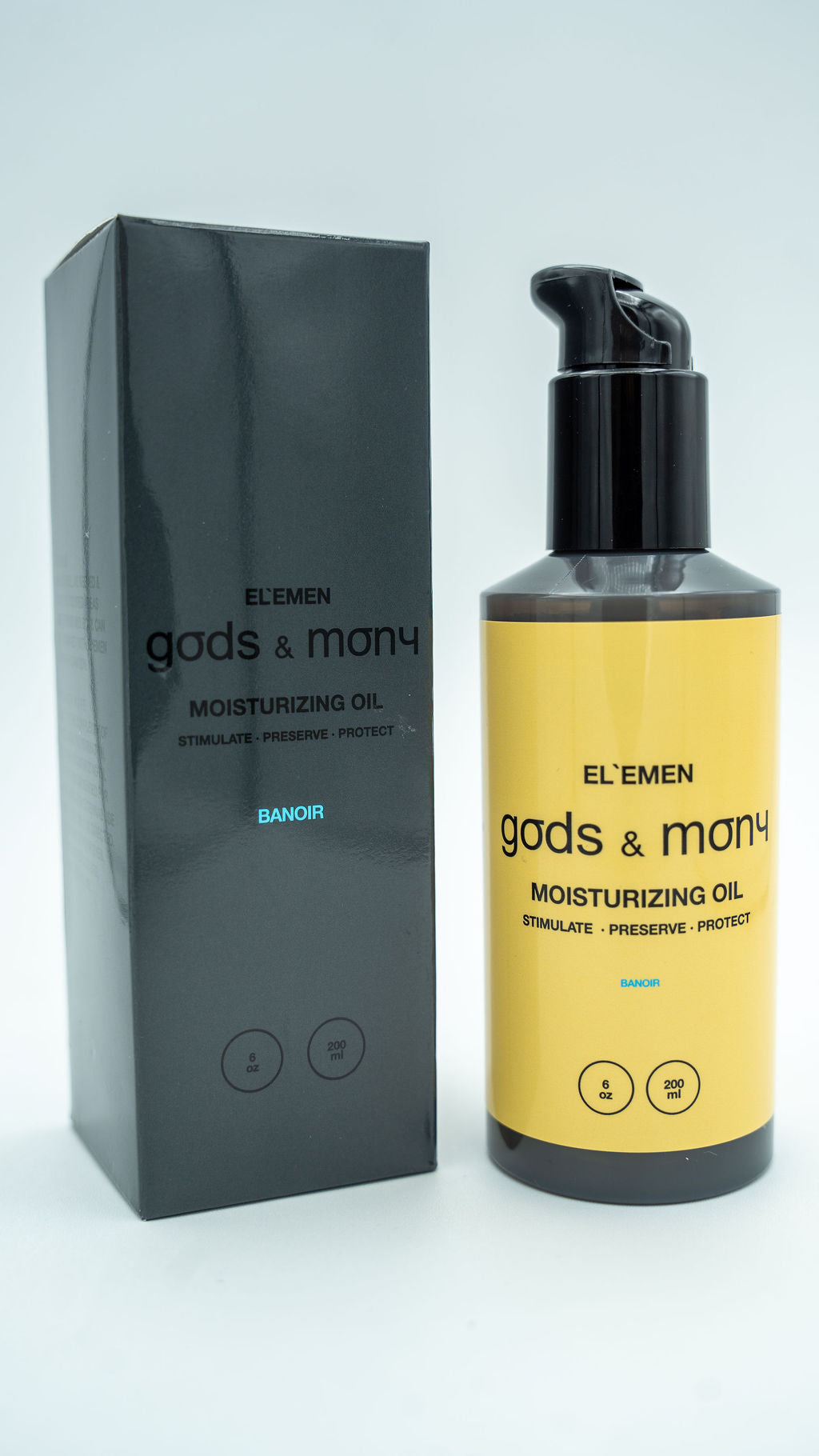 EL'EMEN men's face oil bottle detail — clean organic